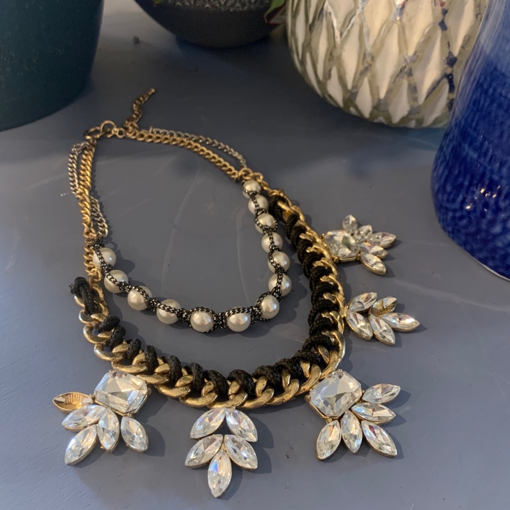 Silver and gold statement necklace